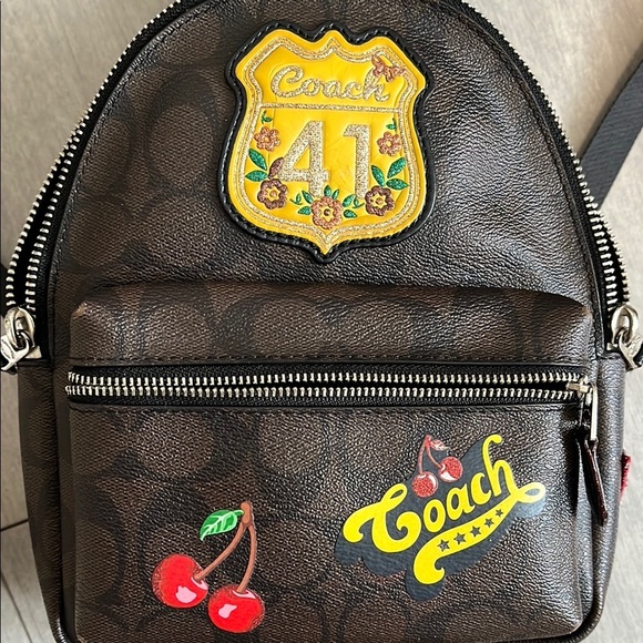 HOST PICK ⭐️ COACH Signature Brown Black Mini Charlie Backpack F25909 - Picture 14 of 16